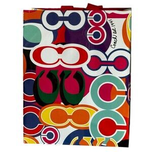 Coach POPPY Y2K Signature C Logo Colorful Shopping Gift Bag Ribbon Handle NOS